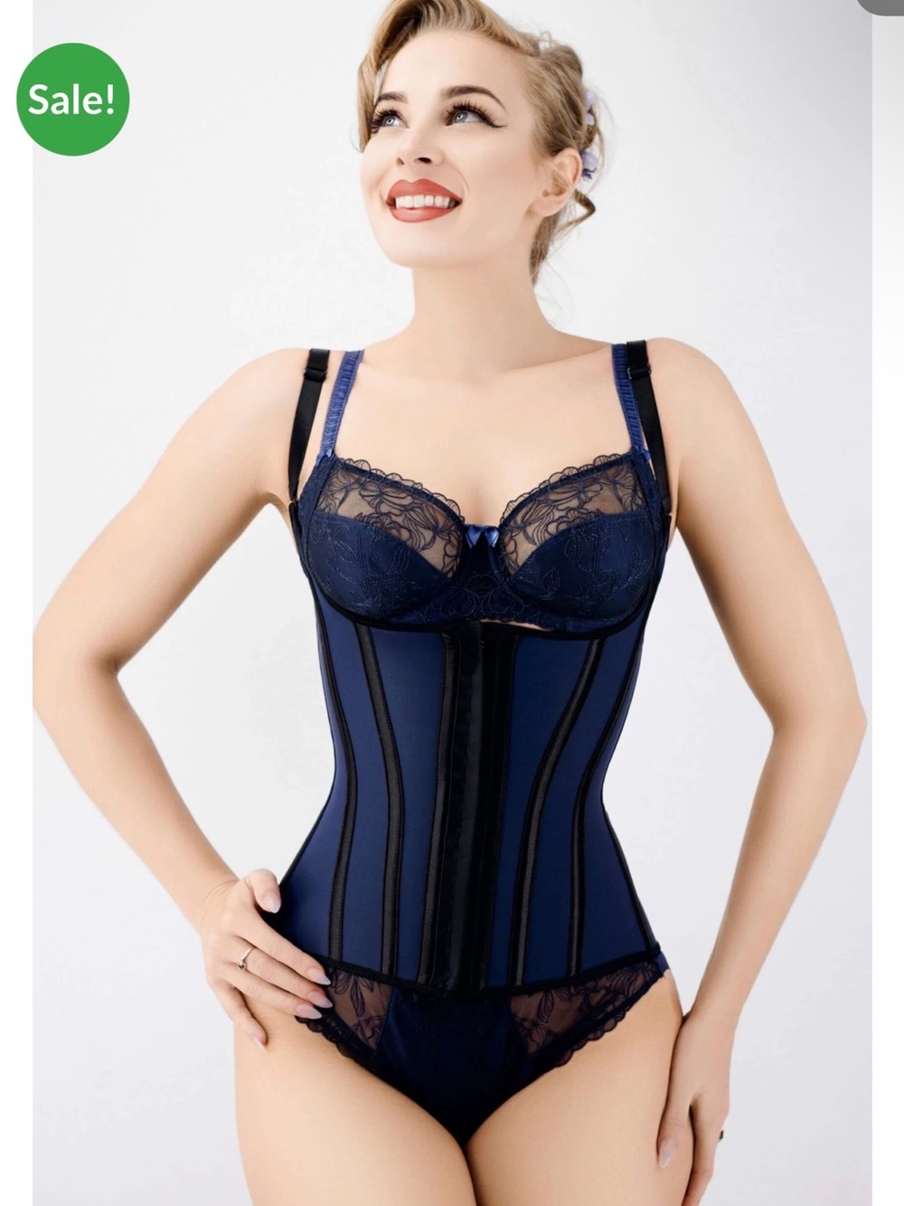 CORSET STORY Black Steel Boned Latex Waist Trainer Corset 24” Waist NWT